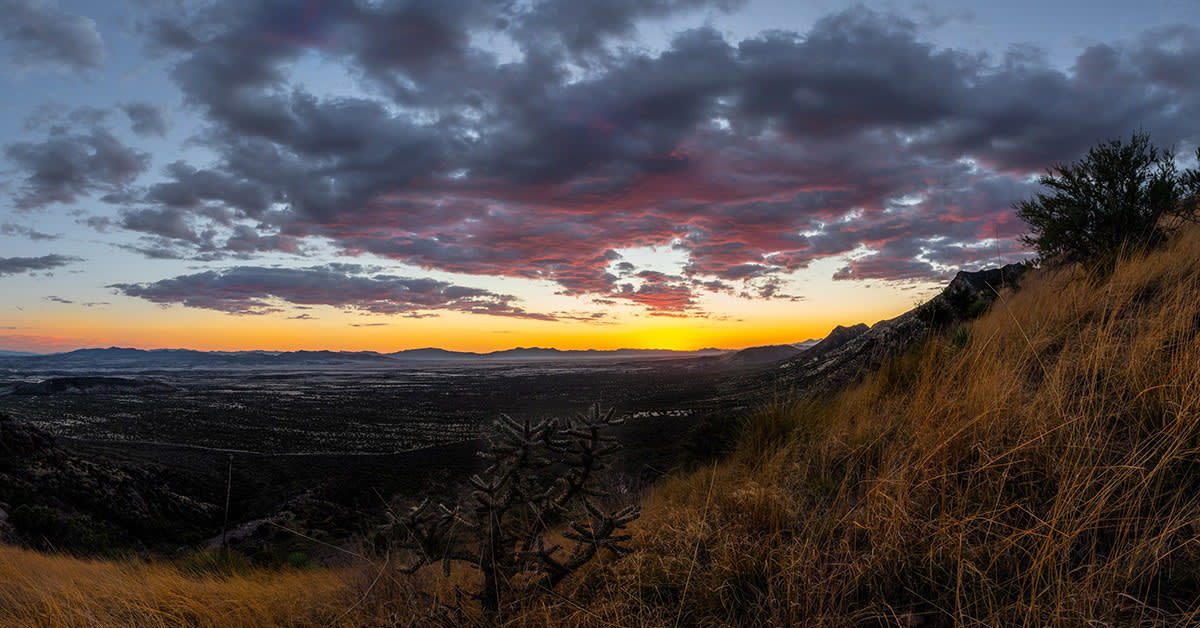 sunset with a valley