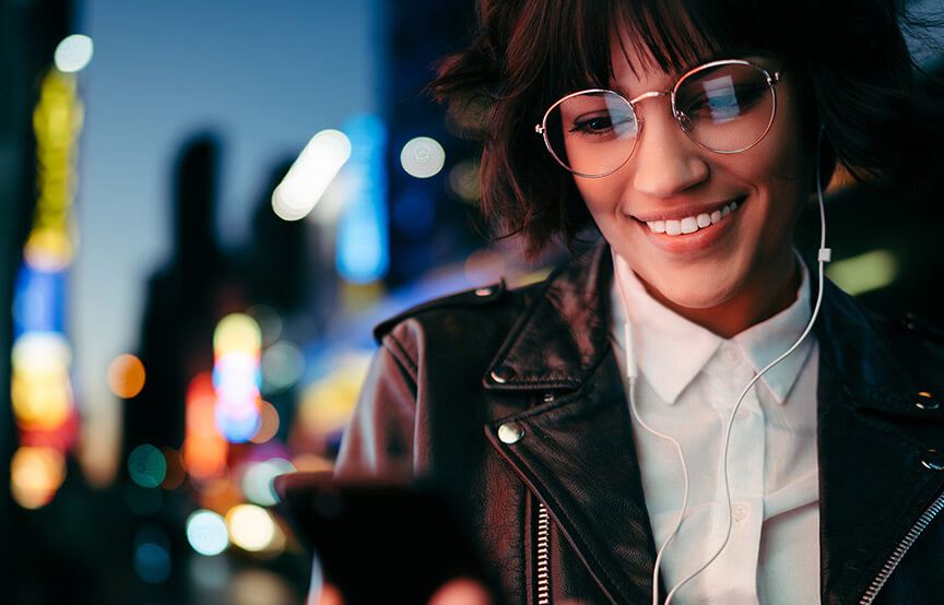 woman looking at phone 