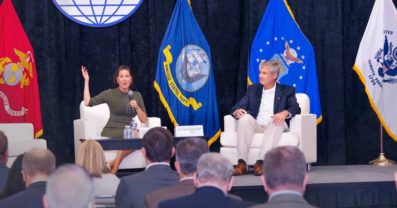 photos from the 2021 TechNet Cyber event that feature Dave on stage with DISA’s Deputy Chief Information Officer