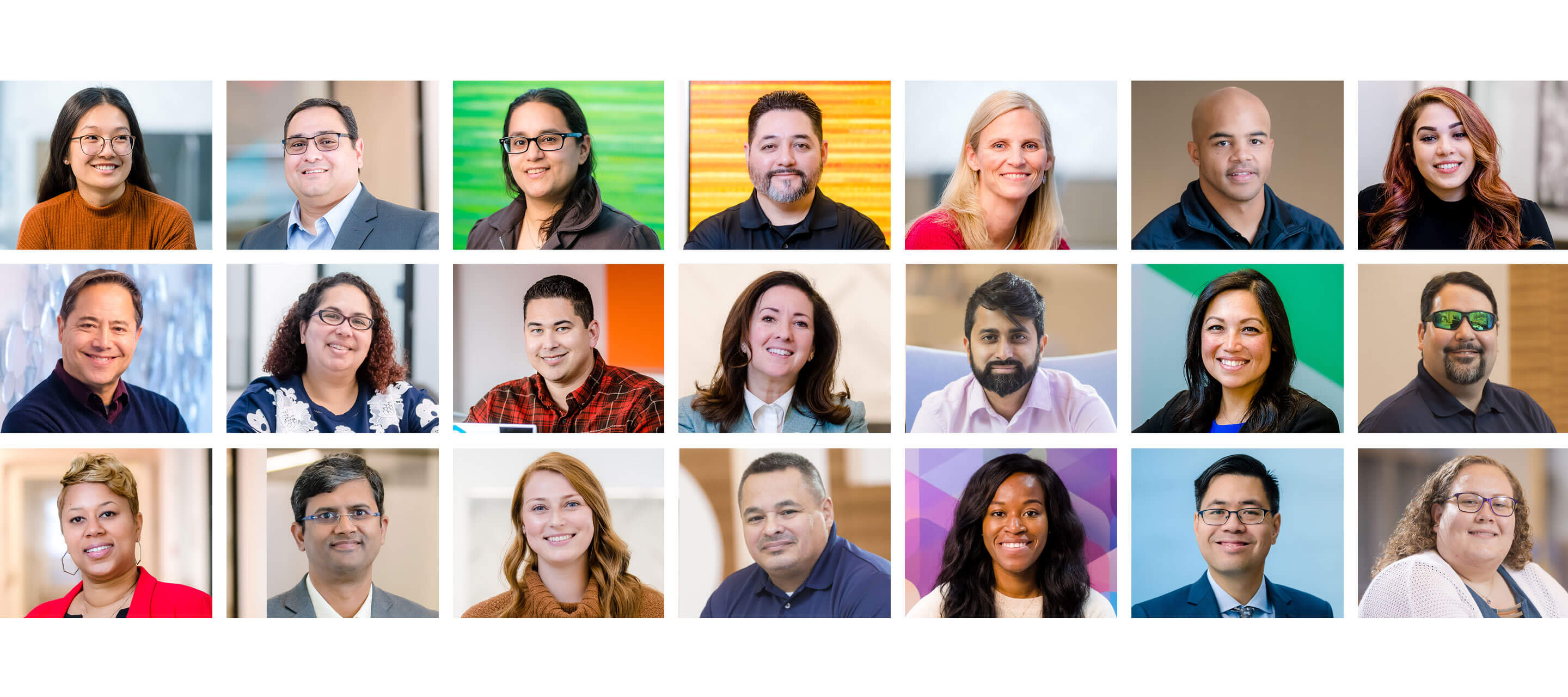 A grid featuring headshots of GDIT employees