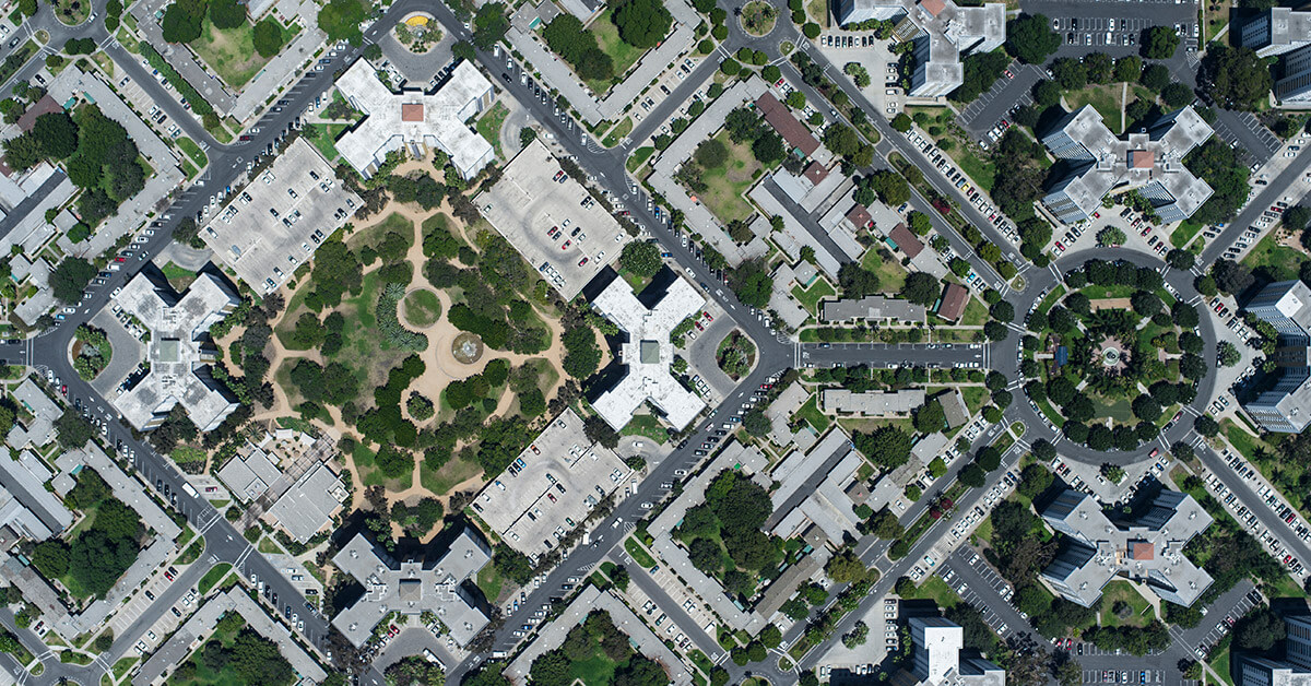 aerial view of town