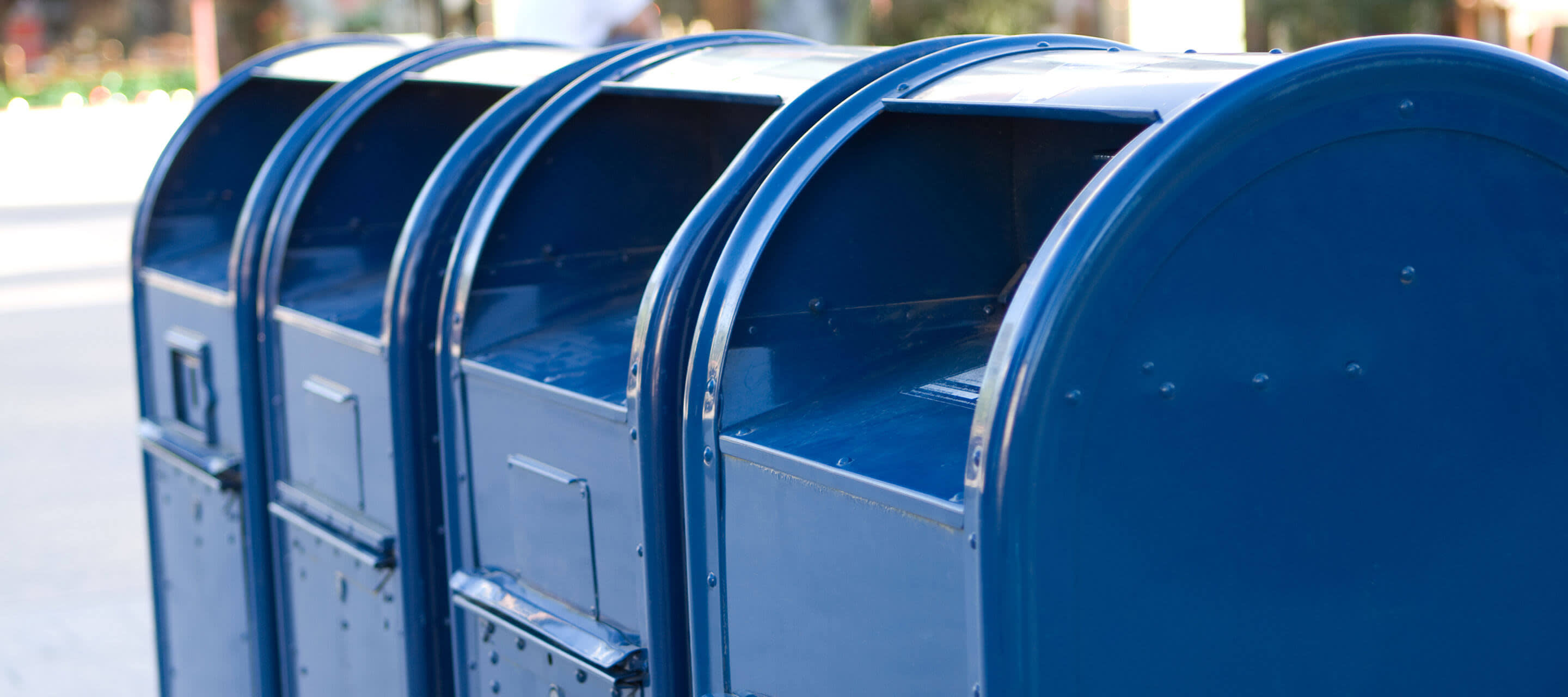 zoom-in shot of mailboxes