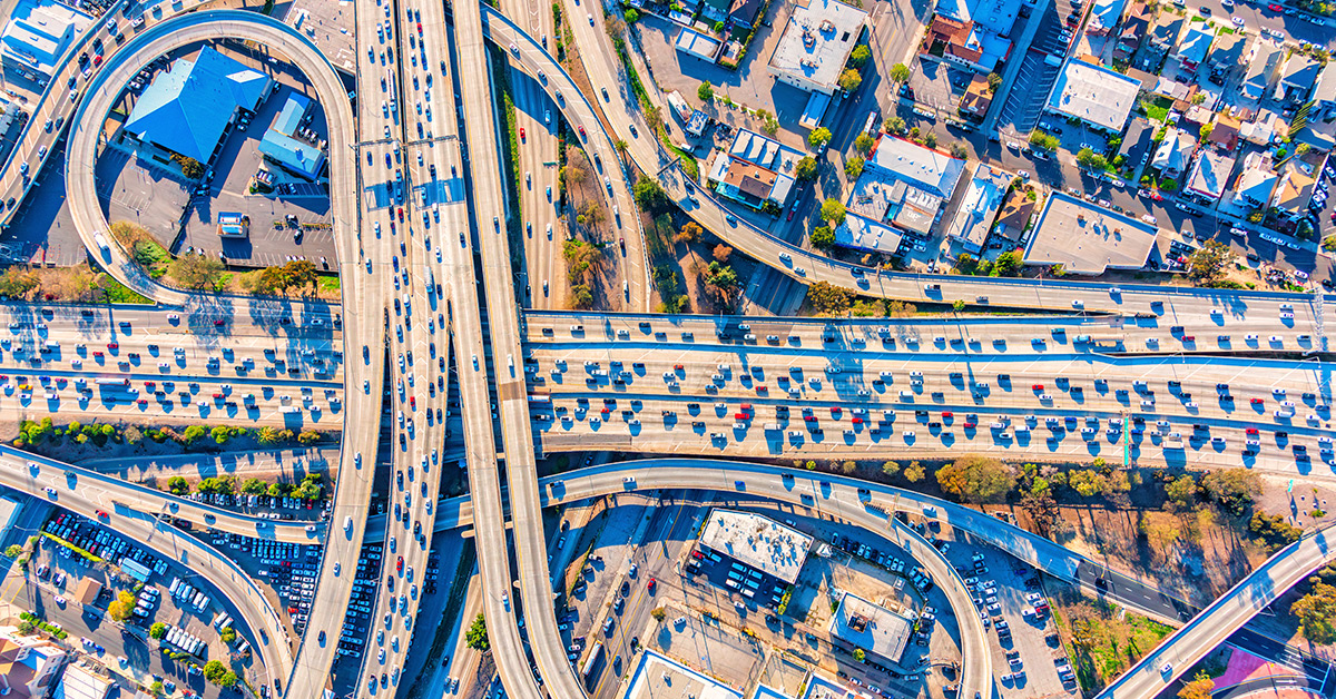 aerial view of highway