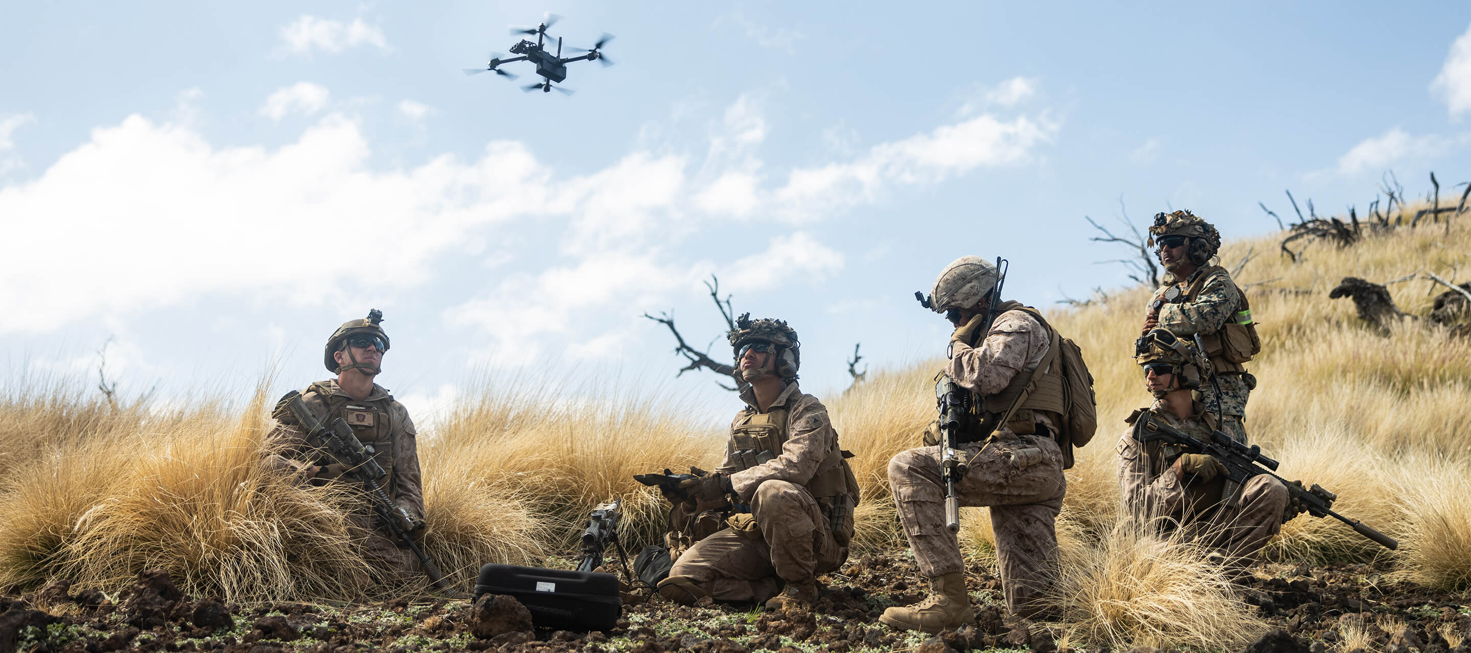 soldier looking at drone