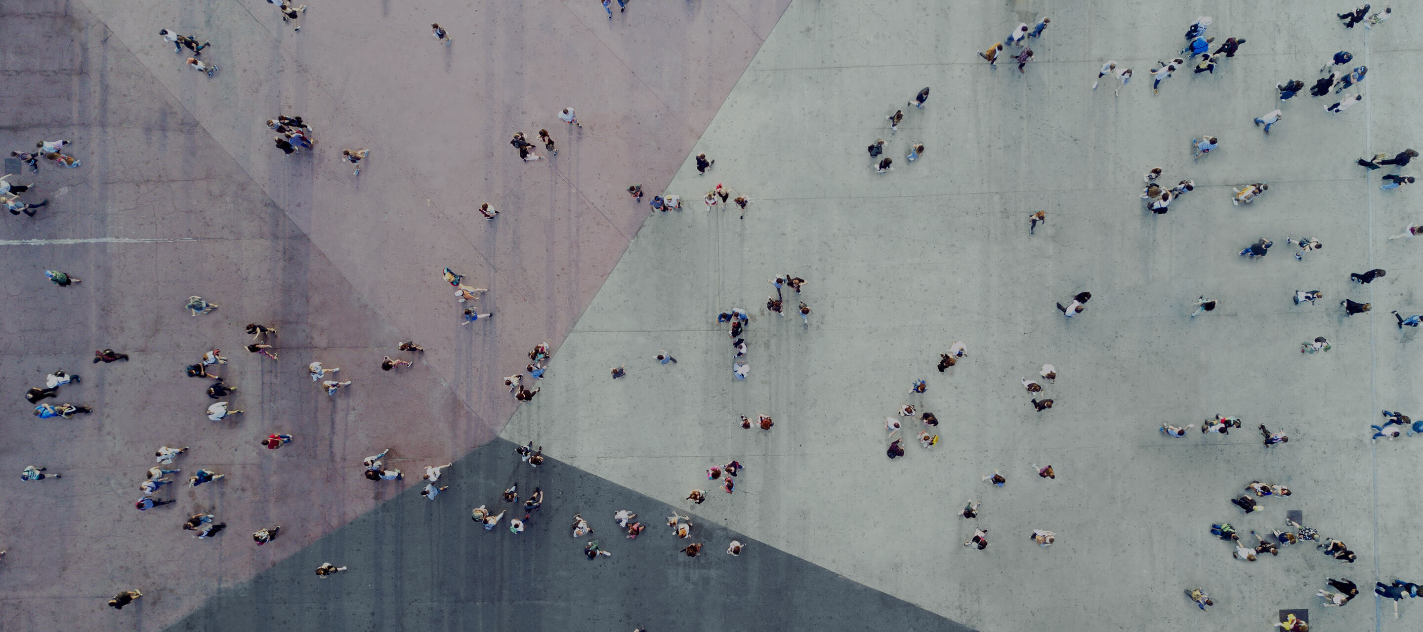 aerial view of pedestrians 