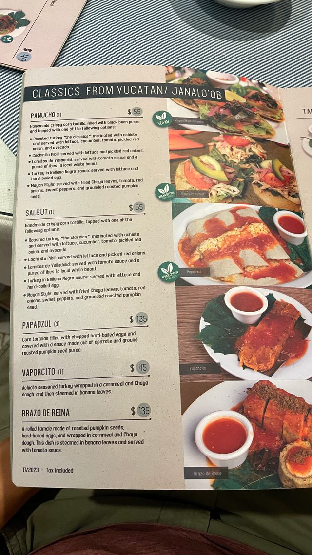 merida la chaya menu