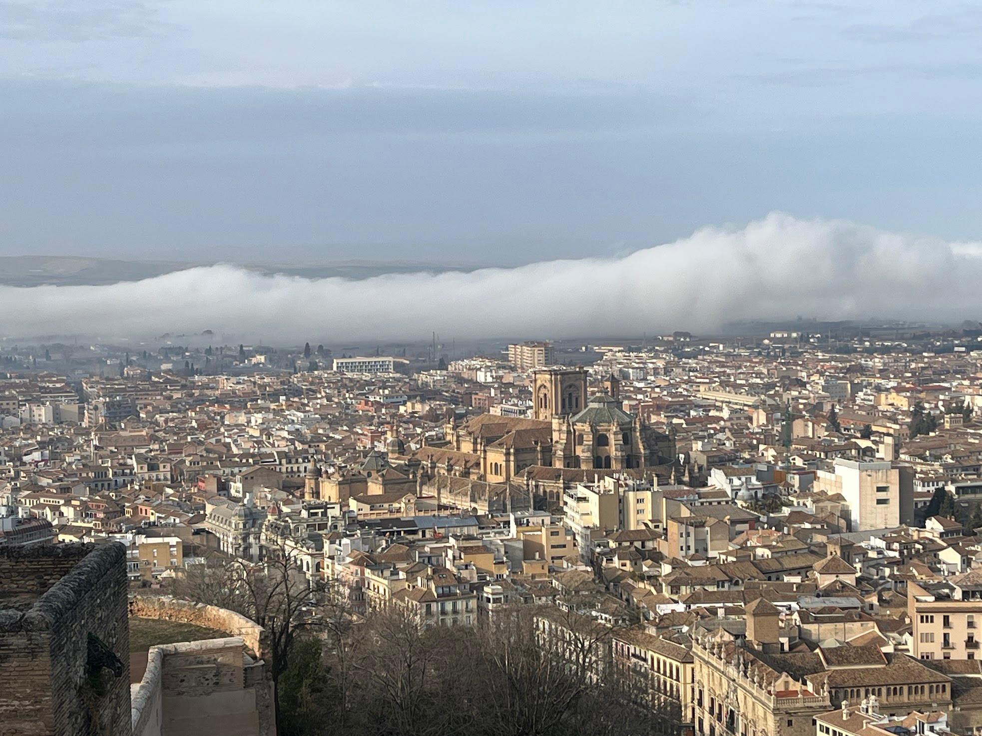 granada cathedral from alhambra