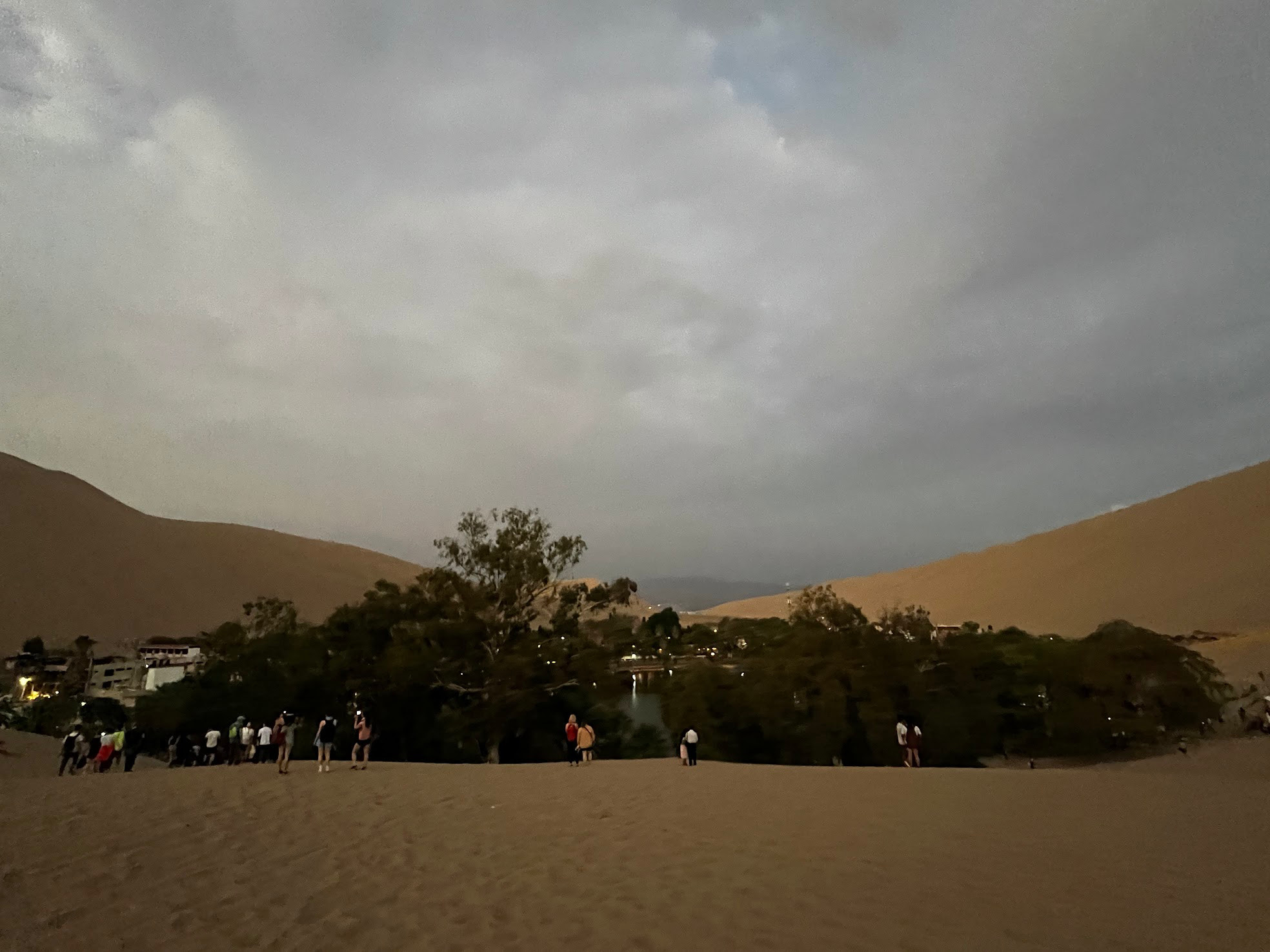 Oasis Huacachina in dark