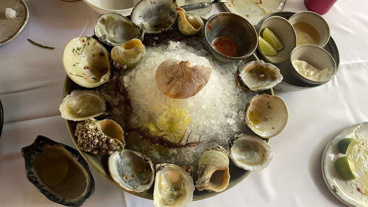 santiago seafood plate after