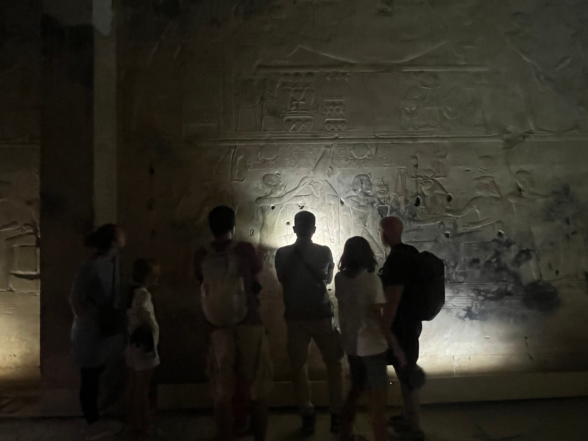 abydos wall relief in dark