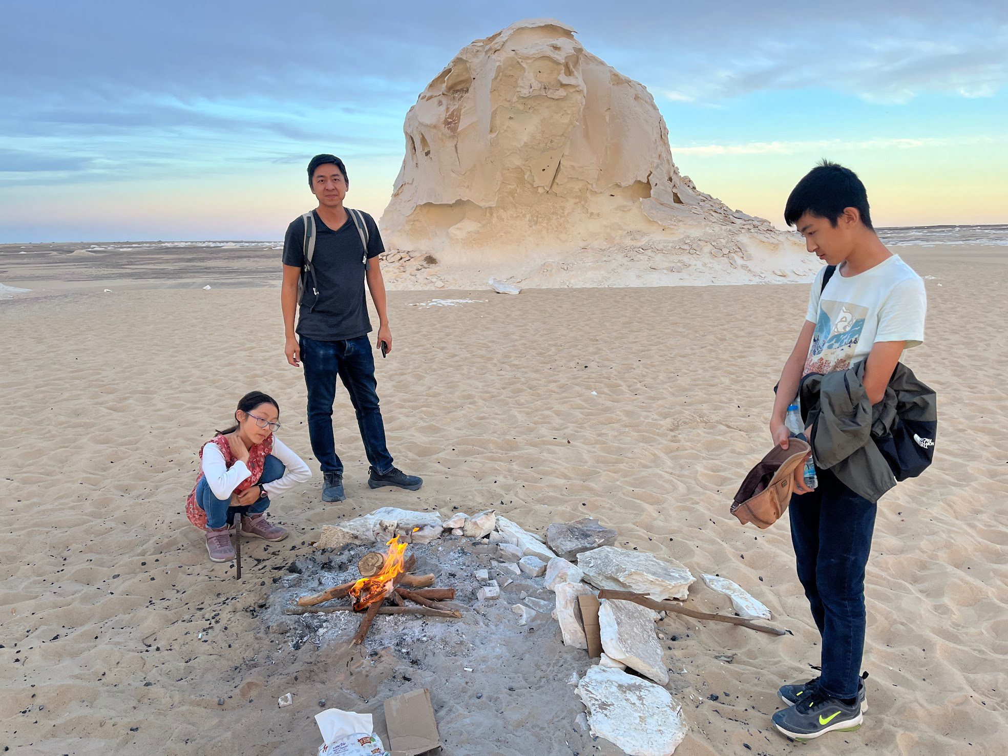 egypt desert camp fire