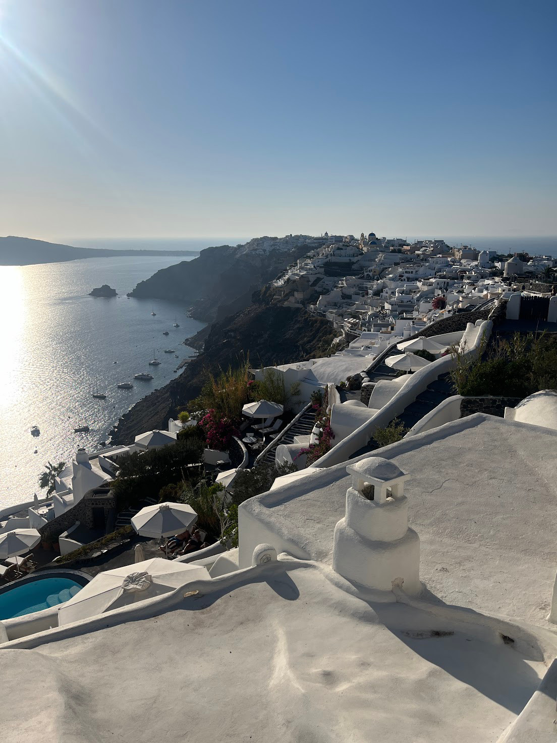 santtorini hiking sunset