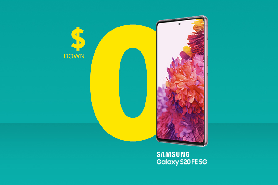 Get the Samsung S20 FE 5G for $0 down and 0% interest