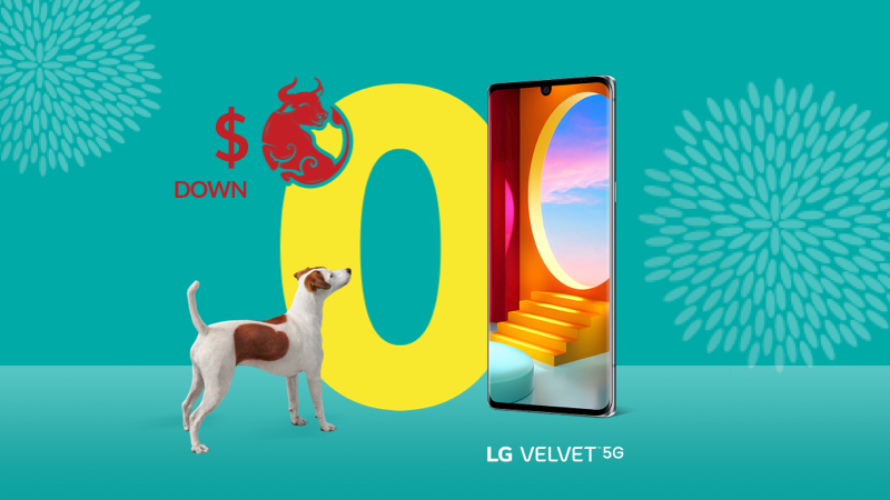 Get the LG Velvet for $0 down and 0% interest