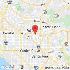 Anaheim Fullerton Self and RV Storage map