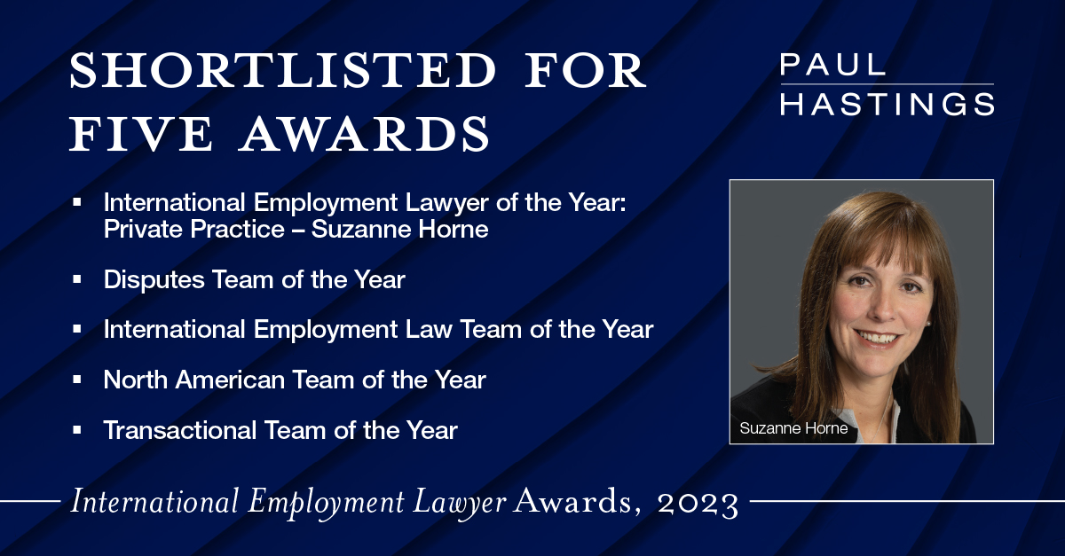 Paul Hastings Shortlisted for Five Awards at the International