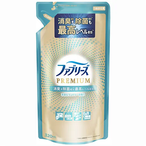 ファブリーズW除菌+消臭 プレミアム 清潔なランドリーの香り つめかえ 320mL