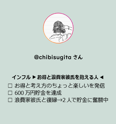 インスタグラマーのchibisugitaさん