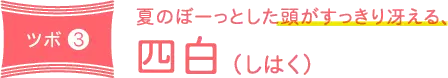 ツボ3 夏のぼーっとした頭がすっきり冴える、四白（しはく）