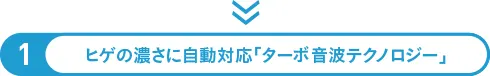 ヒゲの濃さに自動対応「ターボ音波テクノロジー」