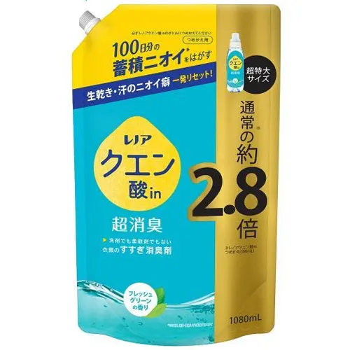 レノアクエン酸in超消臭フレッシュグリーンの香りつめかえ用超特大サイズ 1,080ml