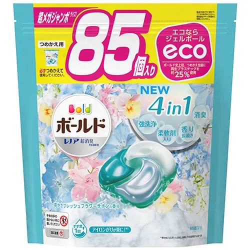ボールドジェルボール4D爽やかフレッシュフラワーサボンの香り　つめかえ超メガジャンボサイズ 85個