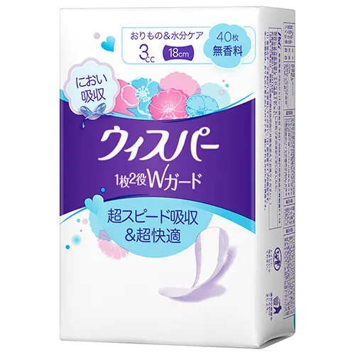 ウィスパー 1枚2役Wガード 3cc 無香料 おりもの＆水分ケア