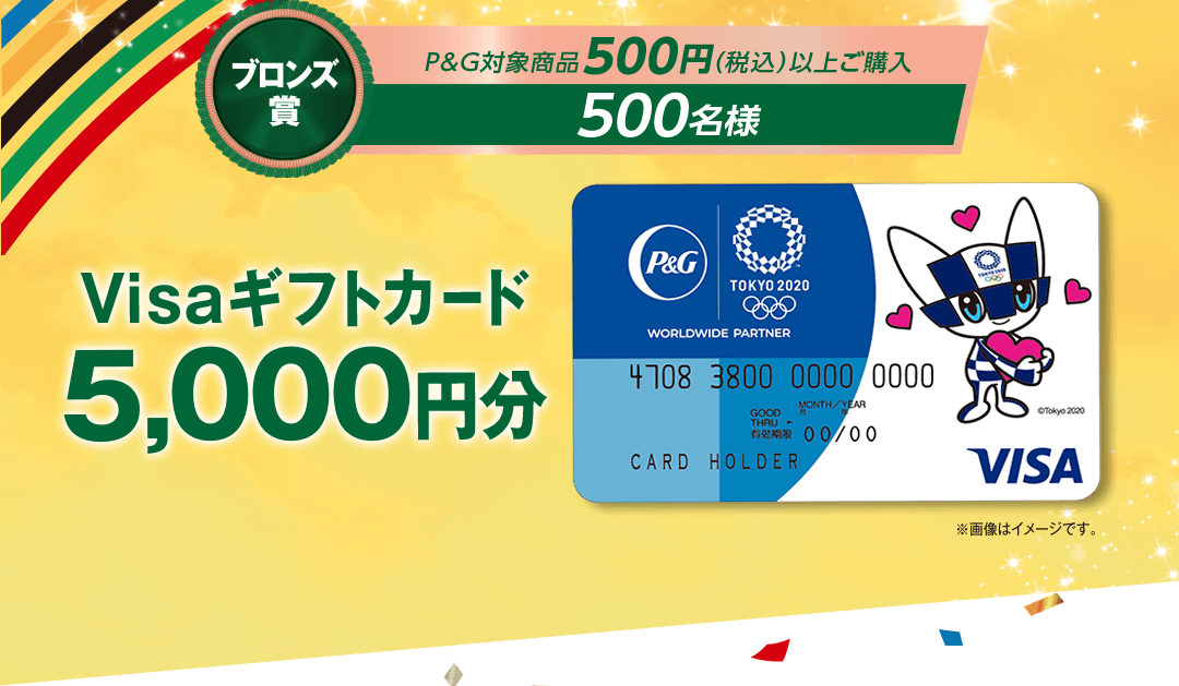 【ブロンズ賞　1,500名様】Visaギフトカード5,000円分 ※画像はイメージです。