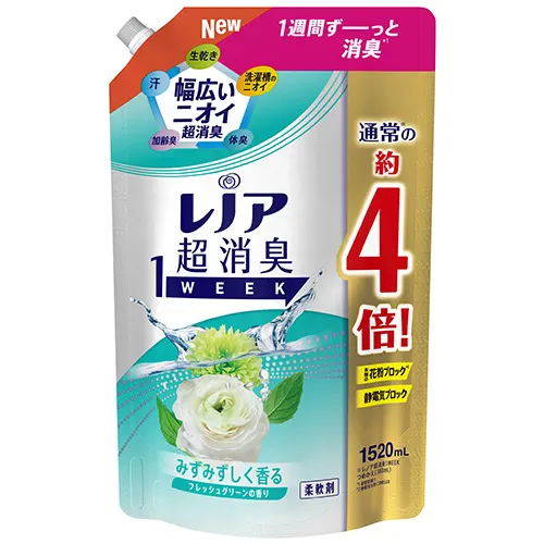 レノア超消臭1weekみずみずしく香るフレッシュグリーンのりつめかえ用超特大サイズ＜アウトレット＞