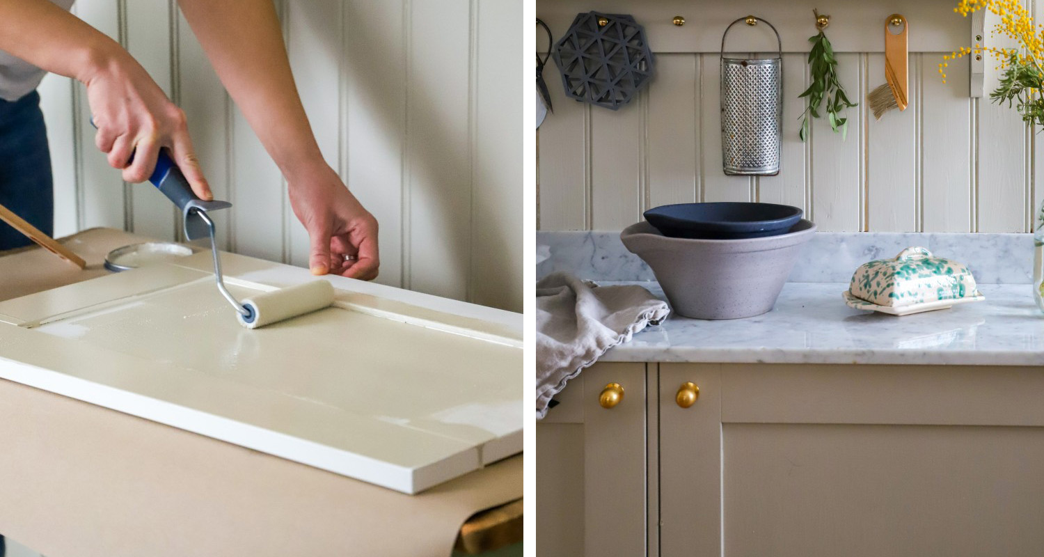 Köksluckorna på bilderna är målade i kulören #Lugn554 Lugn 554 från Beckers färg