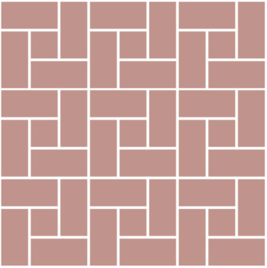 Rosa-beige rektanglar i korgflätat mönster med vita mellanrum