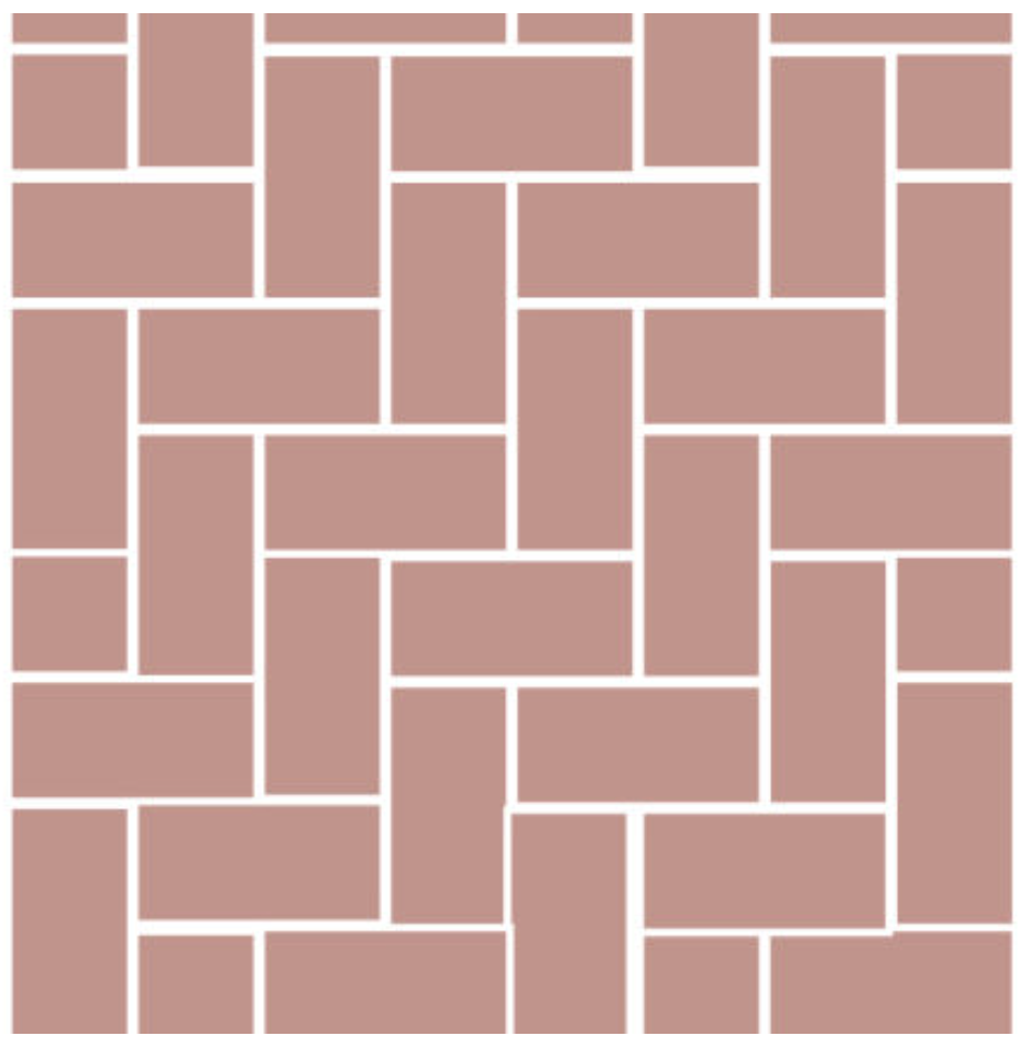 Terracottafärgade rektanglar i flätat mönster på vit bakgrund.