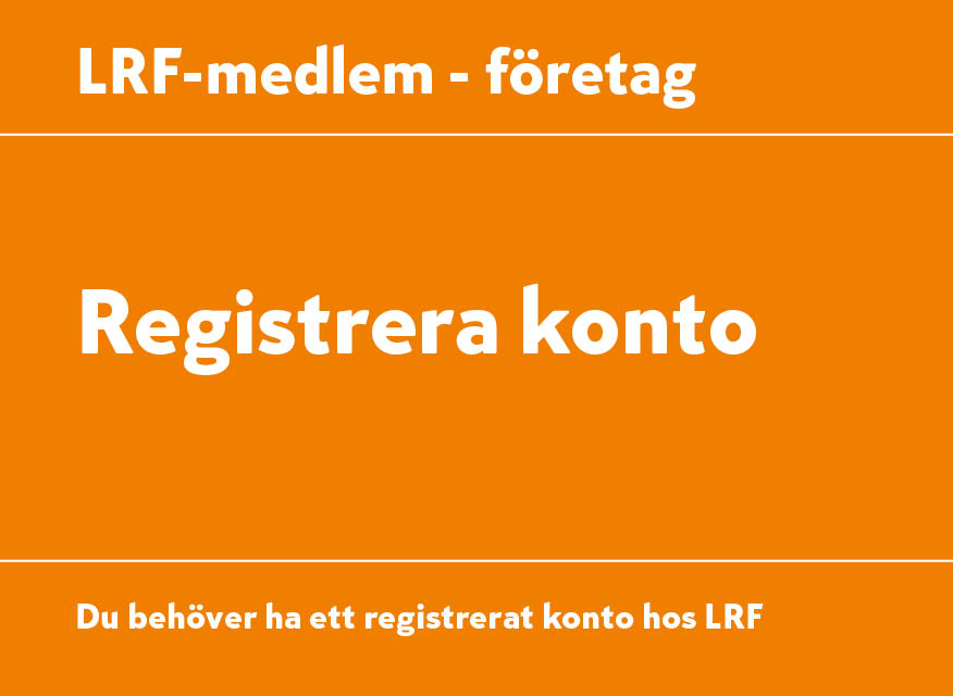 Orange bakgrund med vit text om företagskonto för LRF-medlemmar hos K-Bygg och samköpsrabatt