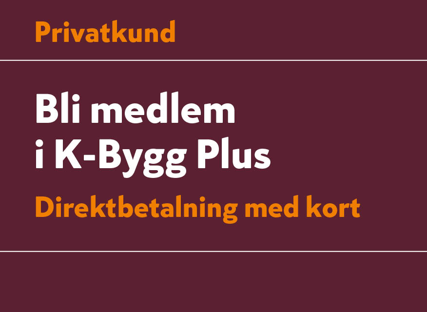 Banner med orange och mörkblå bakgrund: Privatkund – Ansök om kundkonto kontant/kort