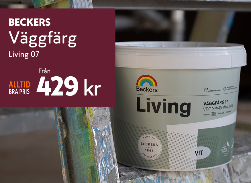Beckers Living 07 Väggfärg – vit
Matt väggfärg för ett snyggt och hållbart resultat inomhus.
Pris från 429 kr.
