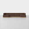 A dark brown modular sectional sofa with a U-shaped configuration. It features clean lines, a wooden base, and is shown against a plain white background.
