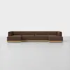 A dark brown modular sectional sofa with a U-shaped configuration. It features clean lines, a wooden base, and is shown against a plain white background.