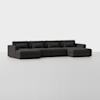 A modern, dark gray sectional sofa with clean lines, plush cushions, and a left-facing chaise lounge, set against a plain white background.