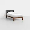 Classic Bed (Twin / Walnut / Heathered Charcoal) - Angled