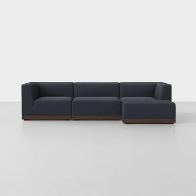 Dark Navy / Espresso / Right Arm Chaise