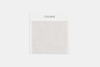 A square swatch of plain white fabric with zigzag-cut edges, displayed on a white background.