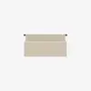 A beige rectangular felt wall organizer with a folded pocket and two black mounting holes at the top, displayed against a plain white background.