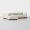 Essential L Island Sectional - Left Arm Island / Ivory / Walnut - 2