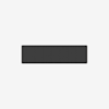 A rectangular, black object with rounded corners is centered on a plain white background. The object appears flat and smooth, resembling a minimalist bar or a blank nameplate.