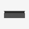 A rectangular, wall-mounted acoustic panel in dark gray fabric with a slim black accent strip near the top, shown against a plain white background.