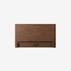 A rectangular wooden headboard with a smooth, minimalist design and a slightly recessed section near the bottom, set against a plain white background.