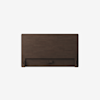 Dark brown wooden rectangular headboard with a minimalist design, smooth surface, and subtle horizontal wood grain pattern, set against a plain white background.