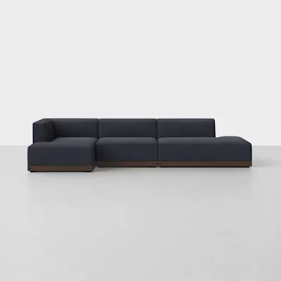 Dark Navy / Espresso / Left Arm Chaise