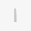 A minimalist image of a light gray, vertically standing remote control with rounded edges, displayed against a plain white background.