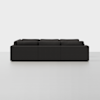A modern, dark gray modular sofa viewed from the back, set against a plain white background. The sofa has three sections and features straight, clean lines with overstuffed back cushions.